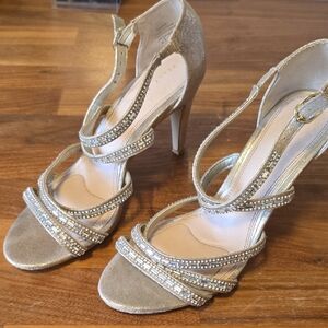 Kelly & Katie Gold Embellished Heels